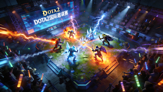 DOTA2 大型赛事团战瞬间的竞技舞台画面