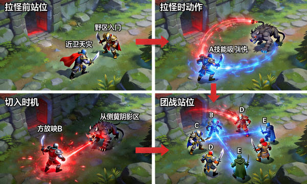 DOTA2 拉怪切入时机拆解团战站位演示画面
